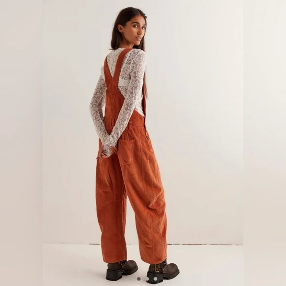 NWT We The Free Good Luck Cord Overalls~ Rust - Picture 2 of 4